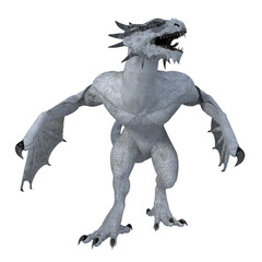 3d render of a fantasy white dragon