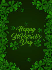St. Patrick Day poster. Clover design elements with wishing lettering decoration. Vector illustration