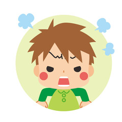 可愛い小さな女の子の顔 ネガティブ感情セット アイコン イラスト 怒り 悲しい 怒る 泣く Wall Mural ぽこたぽこ