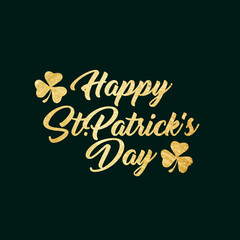 St. Patrick Day poster. Clover design elements with wishing lettering decoration. Vector illustration