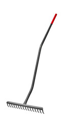 a wide garden rake isolated on a white background
