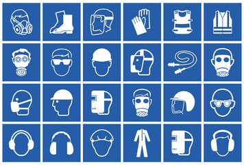 Fototapeta na wymiar Required Personal Protective Equipment (PPE) Symbol,Safety Icon