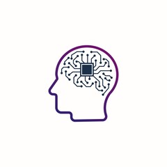 Artificial Intelligence (AI) Technology icon element logo template,brain technology,smart people.
