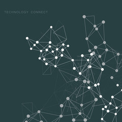 Molecules dark background in abstract style