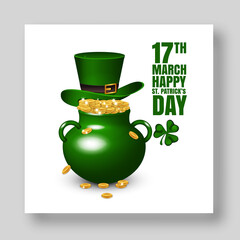 St. Patrick Day poster. Clover design elements with wishing lettering decoration. Vector illustration