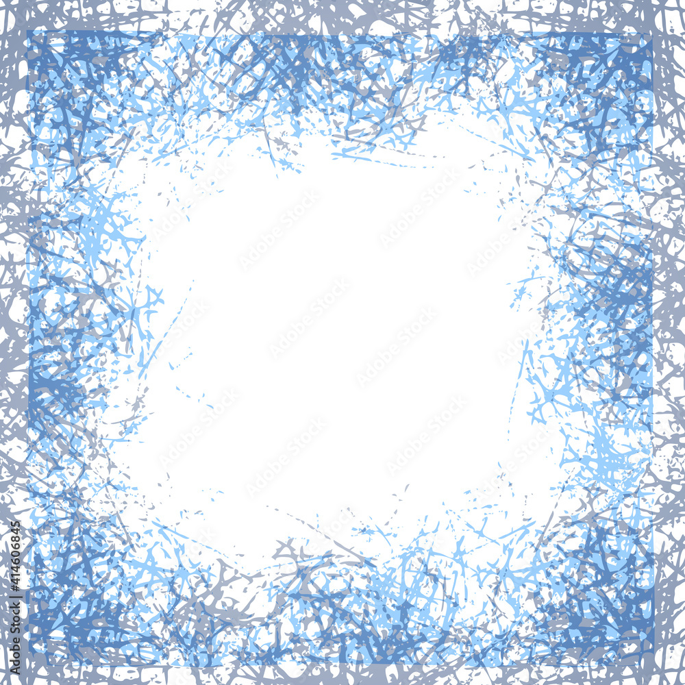 Poster stylized ice crystals design frame. abstract texture freeze window. winter background with frosted p