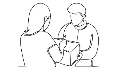 Continue line of courier give a package to girl