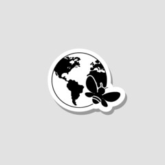 Globe bee sticker icon