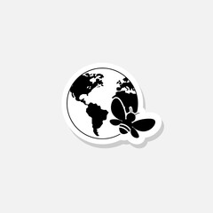 Globe bee sticker icon