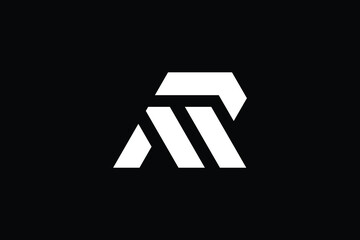 RM logo letter design on luxury background. MR logo monogram initials letter concept. RM icon logo design. MR elegant and Professional letter icon design on black background. M R RM MR