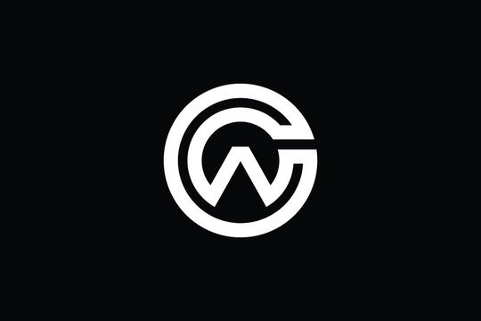 CW logo letter design on luxury background. WC logo monogram initials letter concept. CW icon logo design. WC elegant and Professional letter icon design on black background. C W WC CW