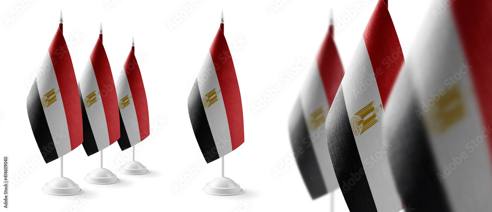 Wall mural Set of Egypt national flags on a white background