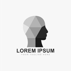 Oral and maxillofacial surgery logo design vector. Face profile low poly technique illustration.