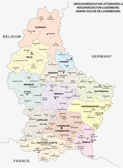Obraz premium administrative and political vector map Grand Duchy of Luxembourg