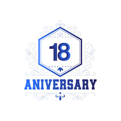 18 Year Anniversary Set Vector Template Design Illustration