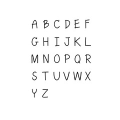 english capital letter simple hand writing font set vector