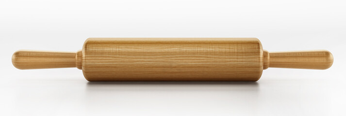 Rolling pin isolated on white background. 3D illustration