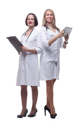 two female doctor and Intern standing together .