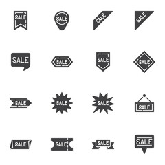 Special offer badge vector icons set, modern solid symbol collection, filled style pictogram pack. Signs, logo illustration. Set includes icons as price tag, discount label, sale badge