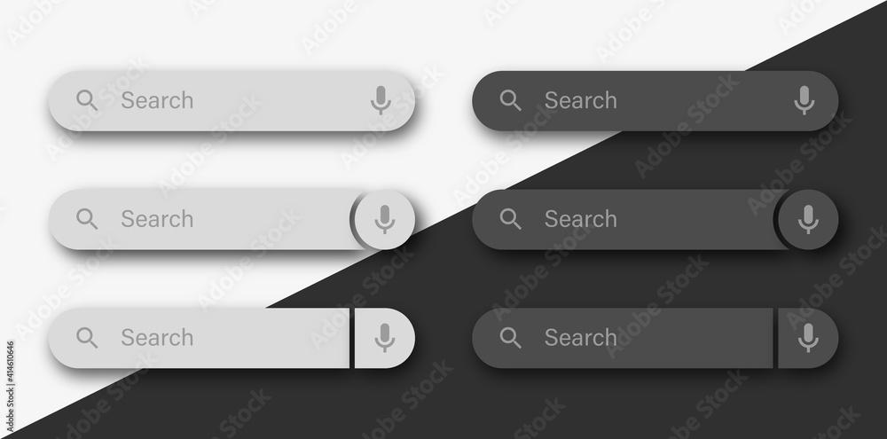 Aufkleber Search bar design for ui ux - Search button template with voice icon or search boxes ui with shadow - browser search frame 