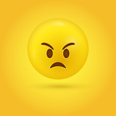 3d mad angry emoji face or hate Grumpy emoticon, Serious emotion
