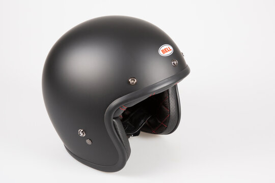 Bell us basic open face motorcycle helmet classic black vintage for retro motorbike