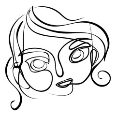 Abstract line art female portrait