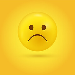 3d Slightly frowning sad emoji face, sadness emoticon, slight frown unhappy character - emotions