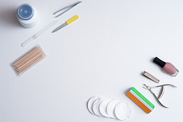 Women's hygiene items on a white background. Women's day.