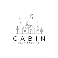 cabin logo vector line art symbol illustration design