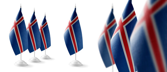 Set of Iceland national flags on a white background