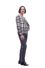 Fototapeta premium modern mature woman in casual clothing . isolated on a white background.