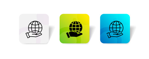 pixel perfect global care, earth donation and charity icon set in line, solid, glyph, 3d gradient style