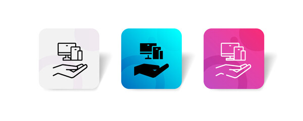 pixel perfect electronic device care assurance icon set in line, solid, glyph, 3d gradient style