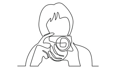 Continue line of woman holding digital camera