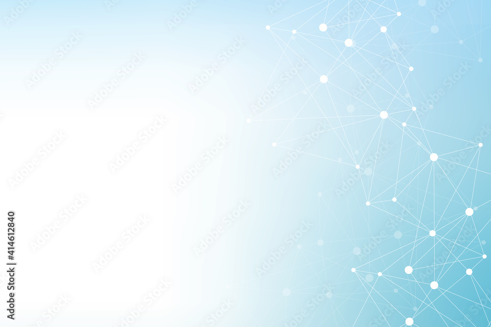 Poster geometric abstract background with connected line and dots. structure molecule and communication. bi