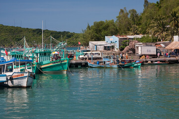 Fototapeta na wymiar Fishing boat on the island of Phu Quoc, Vietnam, Asia