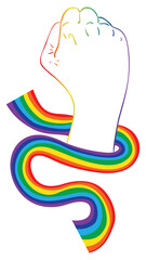 Rainbow clenched fist with ribbon