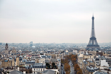 Fototapeta premium Panoramic view of Paris from Arc de Triomphe, center of Paris.