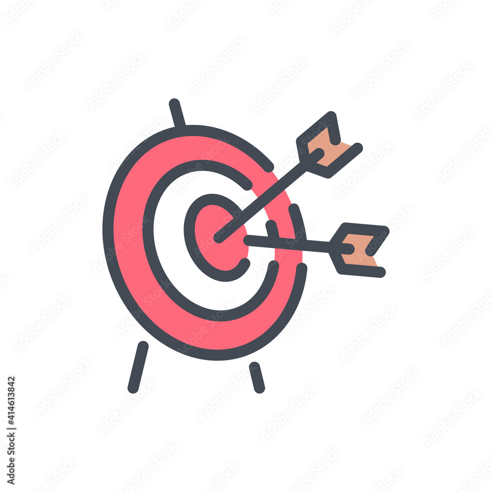 Aufkleber target and goals color line icon. opportunity, challenge and objective vector outline colorful sign.