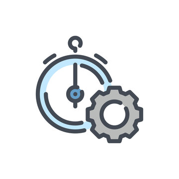 recommend clip art: Time management and Productivity color line icon. Time with gear vector outline colorful sign.