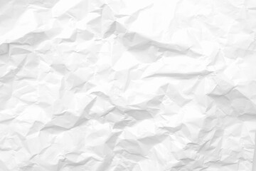 White crumpled paper texture background. Clean white paper. Top view.