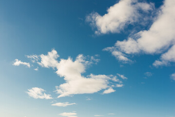 White clouds in blue sky.Winter clouds blue heaven background.