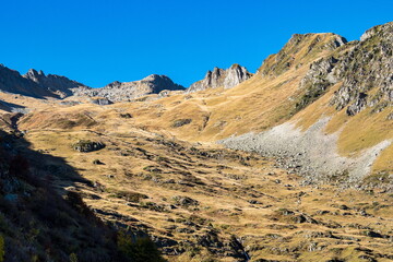 Col de la Madeleine at 2000 m altitude, Rhone alps, France