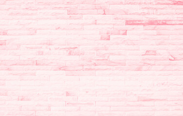 Empty Pink brick wall texture background in the bedroom at lovely. Brickwork stonework interior, rock old clean concrete grid uneven abstract weathered brick design, horizontal architecture wallpaper.