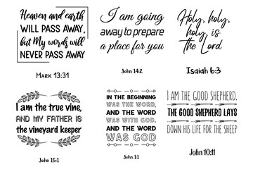 Set of Bible verses. Christian Quotes and Scripture sayings 
