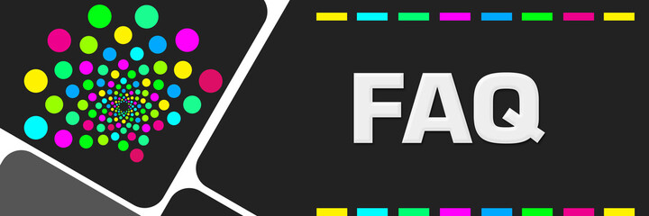 FAQ - Frequently Asked Questions Dark Colorful Dots Element Rounded Squares Horizontal 