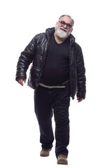 Fototapeta premium happy bearded man standing with his hands up.