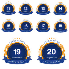 set Year Anniversary Set Vector Template Design Illustration