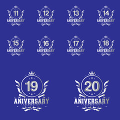 set Year Anniversary Set Vector Template Design Illustration